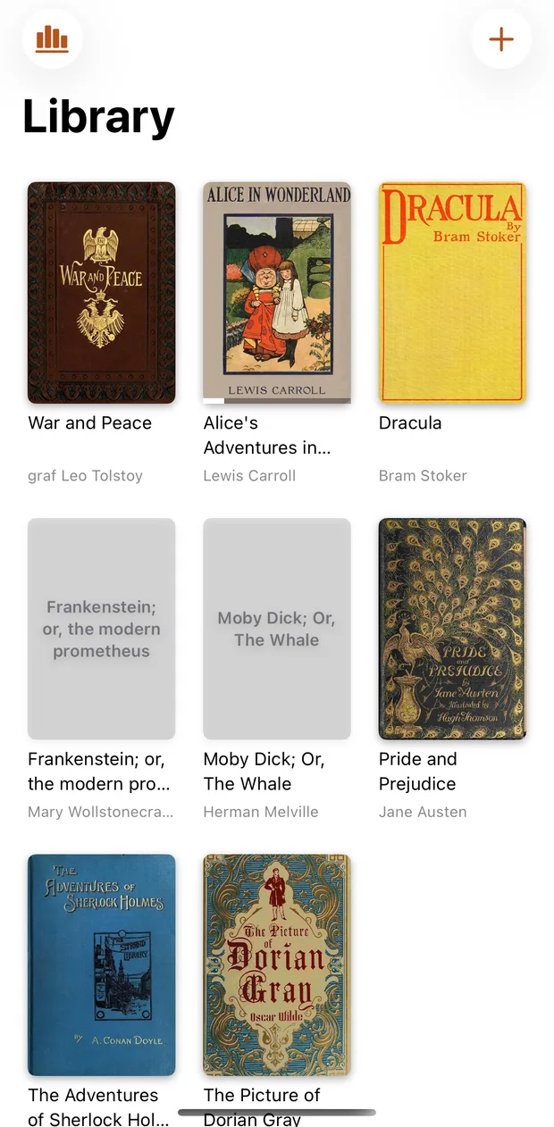 The Inside Voice library, a shelf of book covers