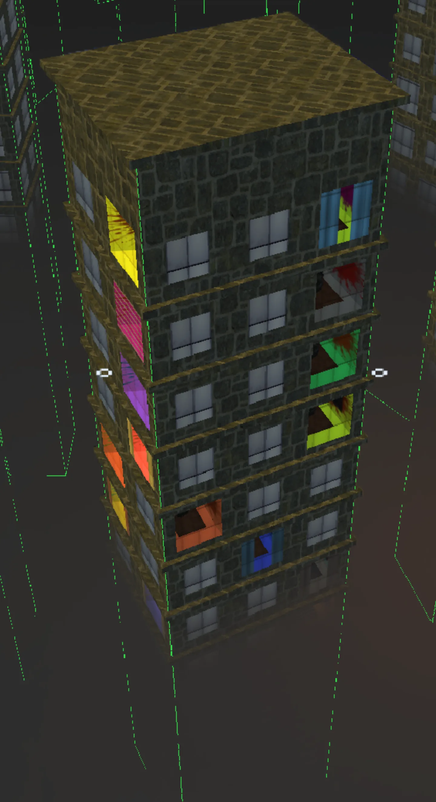 Flat-top building AABB in debug view